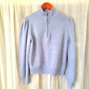 Periwinkle blue crew neck zip up sweater